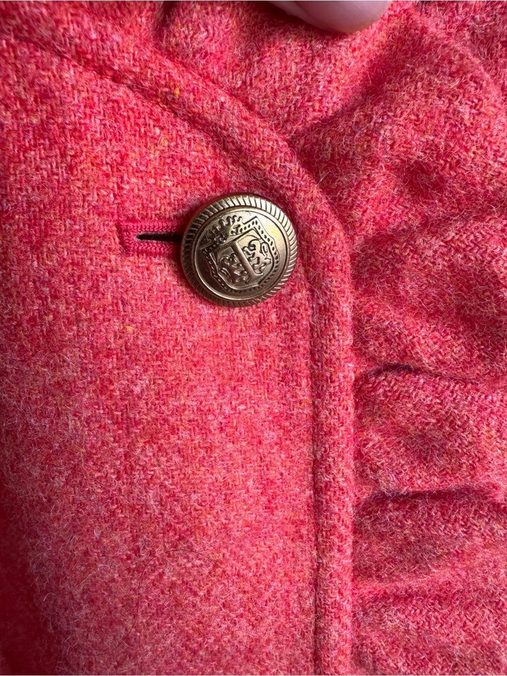 Talbots Petites 16P Wool Blend Ruffle Trim Jacket Coral Pink Button Front Lined - Picture 9 of 15